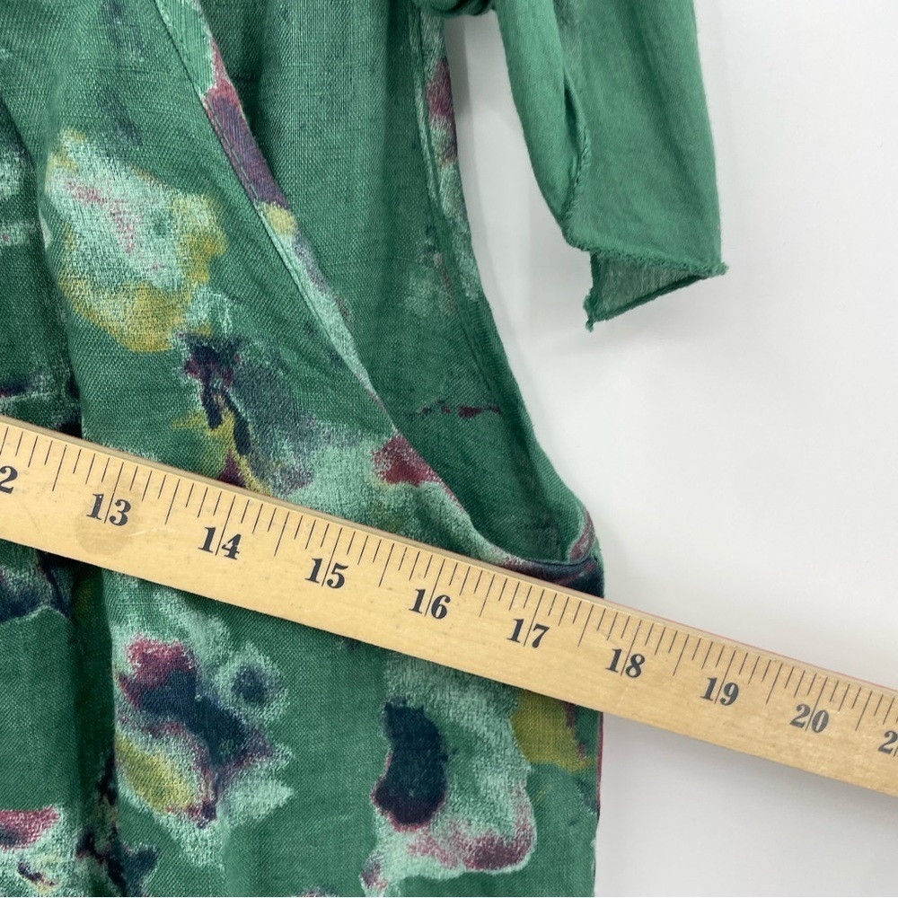 BELLAMBRA Green floral Linen Shift Dress, Shoulder Tie, Made in Italy Sz S - Picture 7 of 7